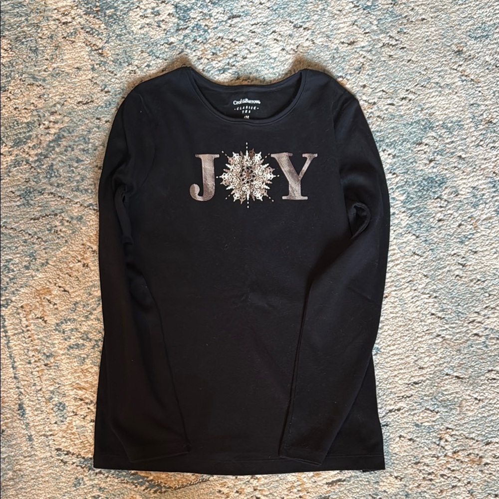 Croft&Barrow Black Joy Graphic Long Sleeve Shirt